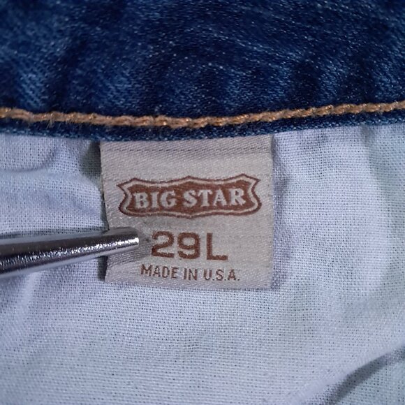 BIG STAR Sweet Low Boot Cut Jean Womens 32x33, Tag 29L Stretch Blue Distressed - Picture 12 of 15
